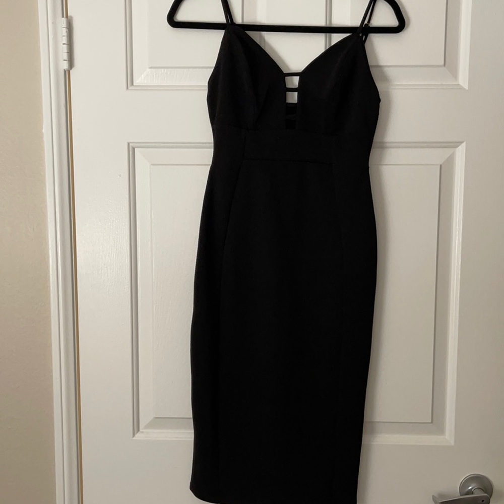 Black midi spaghetti strap dress